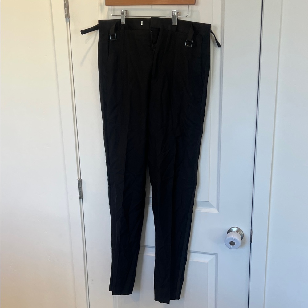 THE BLACK TUX Men's Wool Tuxedo Pants Size 34 In Black
